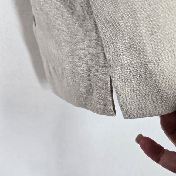 Relativity Linen Jacket Sz S Beige Pink Green Floral Embroider Coquette Coastal - Picture 7 of 14